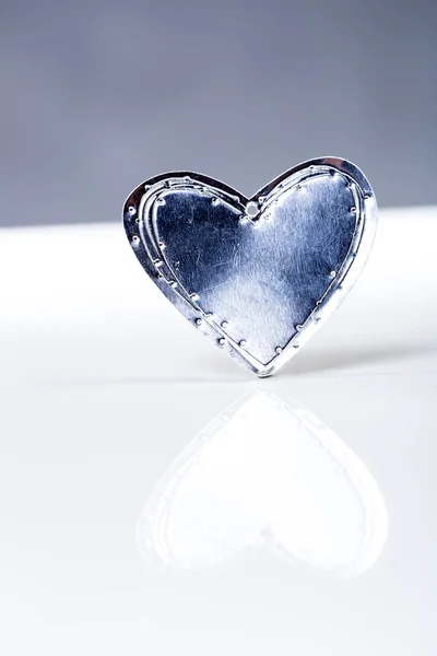 One Metal Heart Decor Symbol Valentines Day — Stock Photo, Image