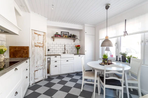Elegante Cocina Escandinava Interior — Foto de Stock