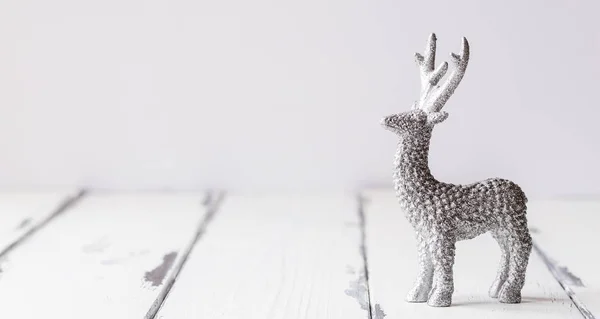 Decoración Navidad Ciervos Plata Con Espacio Para Copiar —  Fotos de Stock