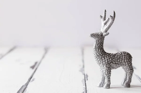 Decoración Navidad Ciervos Plata Con Espacio Para Copiar —  Fotos de Stock