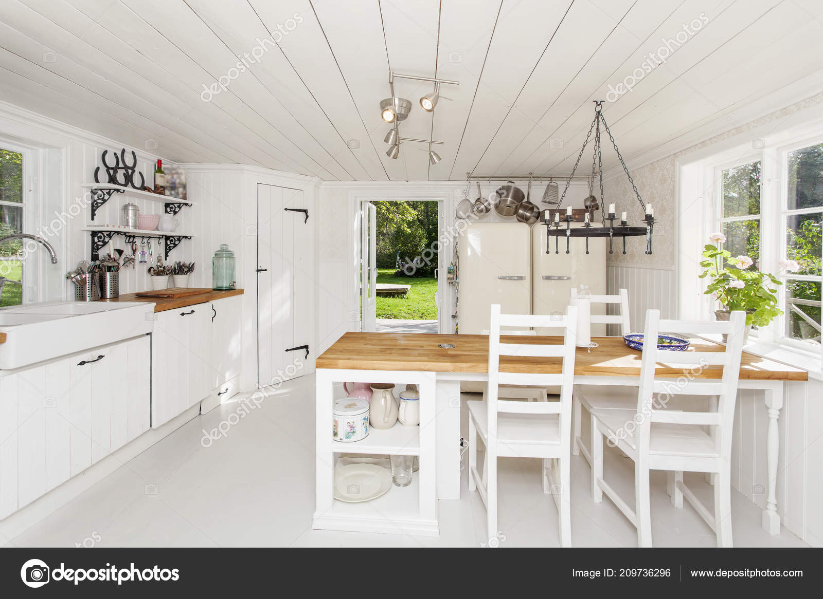 Interior Fancy Kitchen Background Stock Photo by