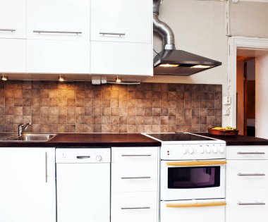 iç arka plan üzerinde süslü mutfak