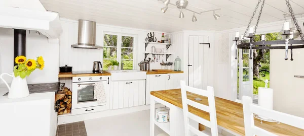 Interiér Fancy Kuchyně Pozadí — Stock fotografie