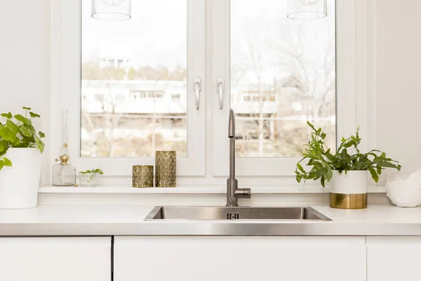 Kitchen Sink Window Background — Stock Photo, Image