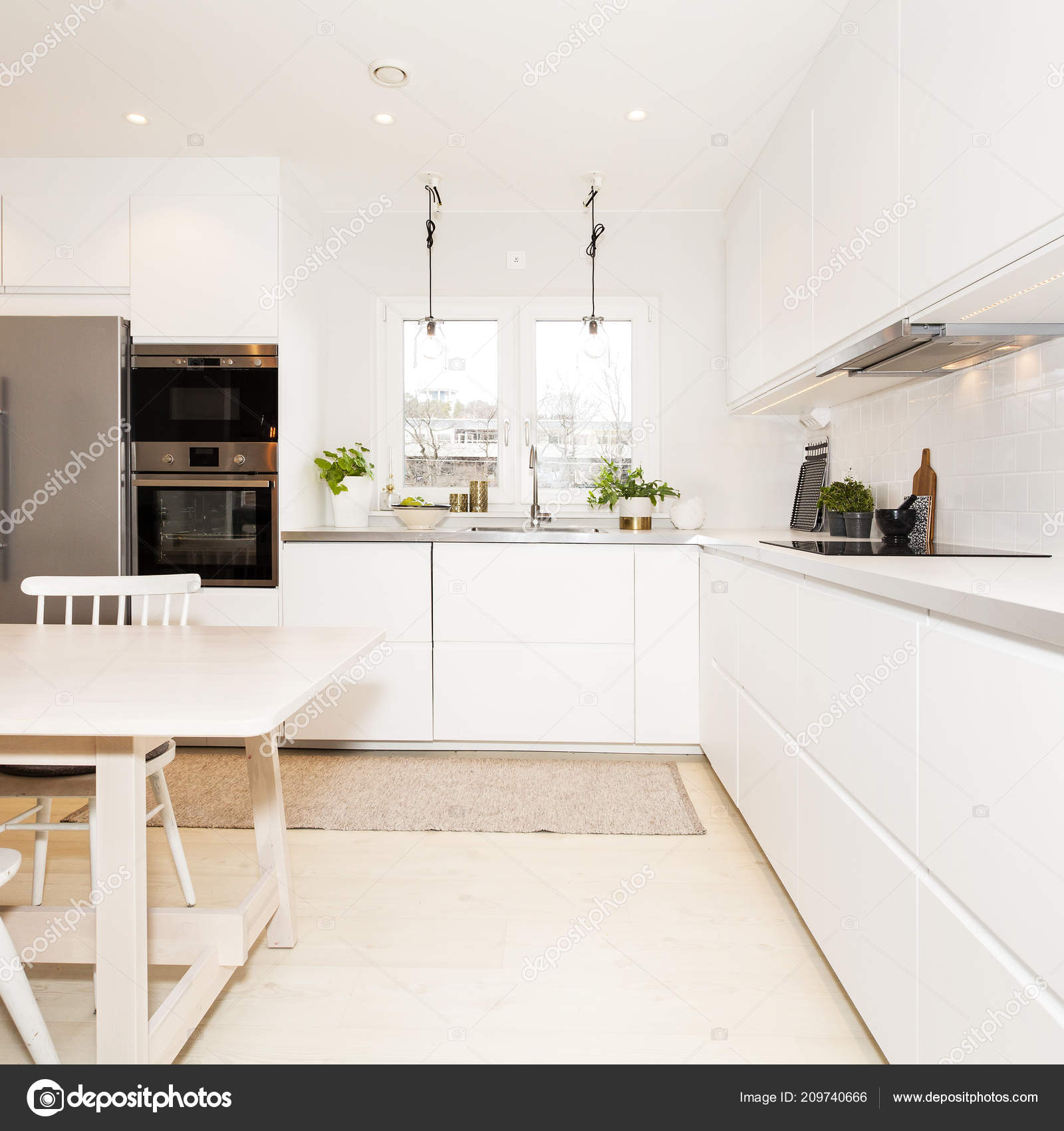 Fancy Kitchen Interior Background Stock Photo by