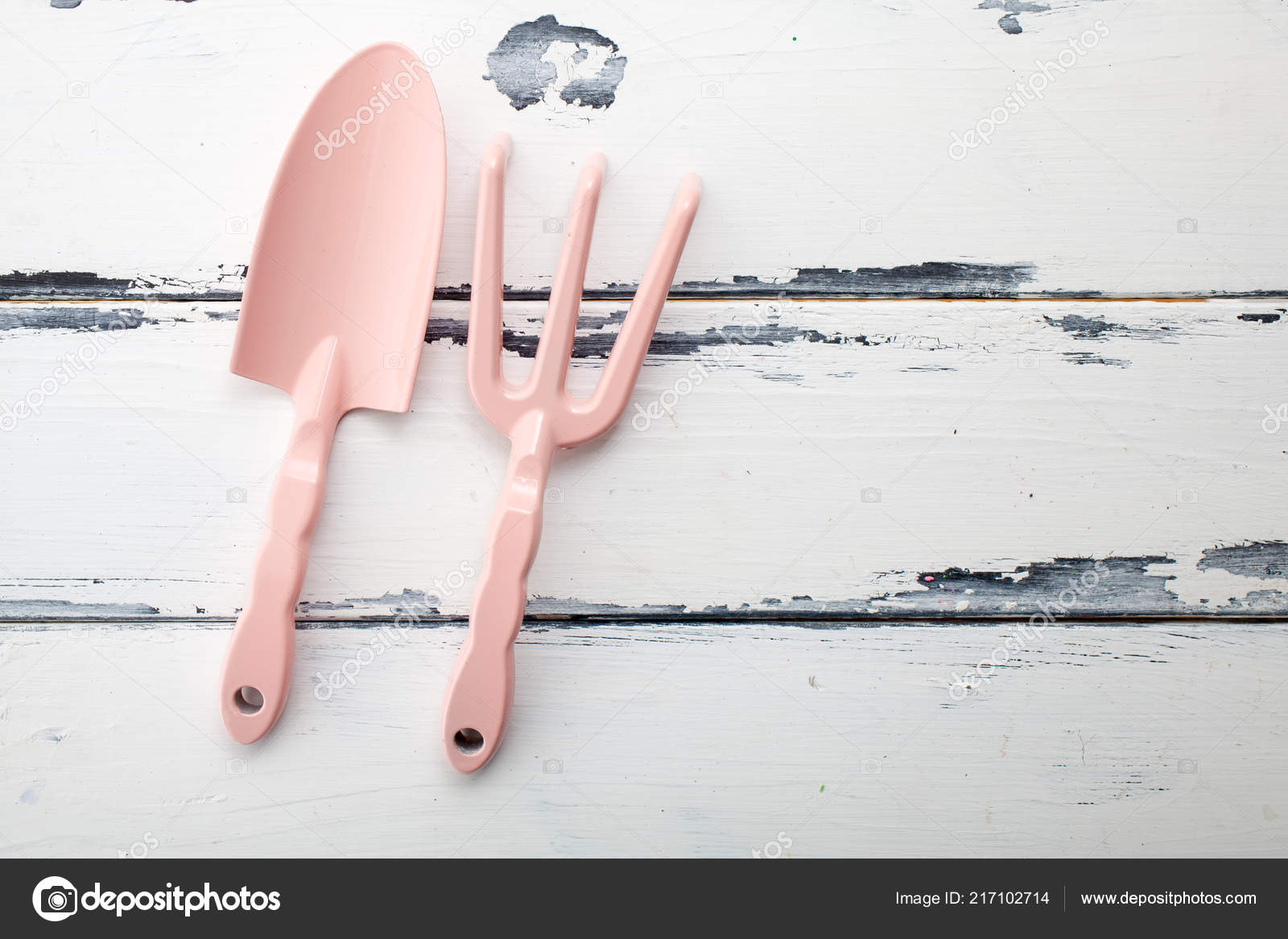 Cute Pink Gardening Tools White Vintage Wooden Background Copy Space Cute Pink Gardening Tools On White Vintage Wooden Background With Copy Space Photo By Annaanderssonphotography