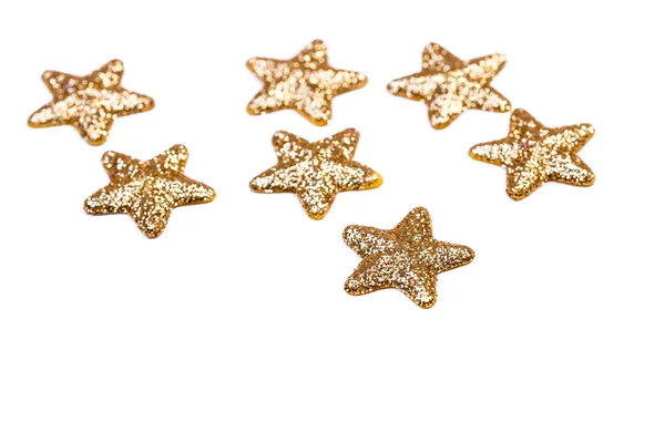 Estrellas Doradas Aisladas Blanco Con Copyspace — Foto de Stock