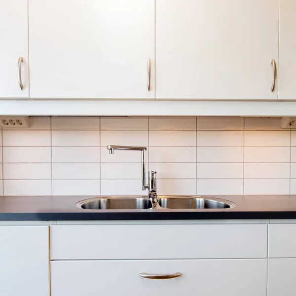 Detalj Ett Kök Sink Bänk — Stockfoto