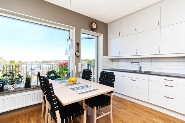 banner of a fancy kitchen interior on background