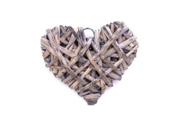 beyaz izole rustik ahşap heartshaped dekorasyon