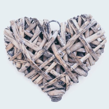 beyaz izole rustik ahşap heartshaped dekorasyon