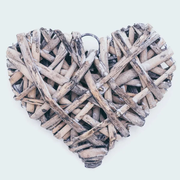 Rustic Wooden Heartshaped Decoration Isolated White Stock Photo