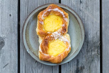  Danish pastries with vanilla filling isolated  