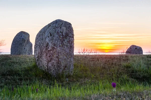 Sunset Megalithic Monument Stones Land Sweden — Stock Photo, Image