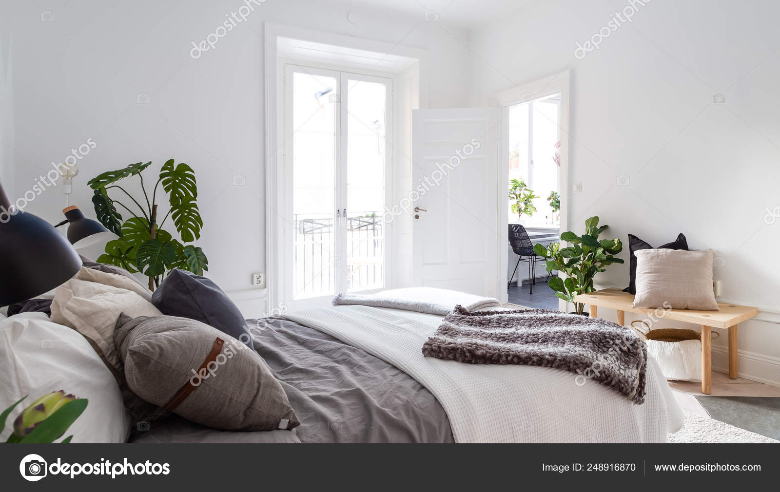 Header Fancy Bedroom Large Bed Grey Duvets Glass Doors