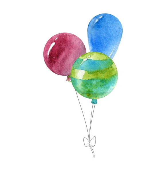 Balloon Set Beautiful Set Hand Drawn Watercolor Digital Clip Art — Stock Photo, Image