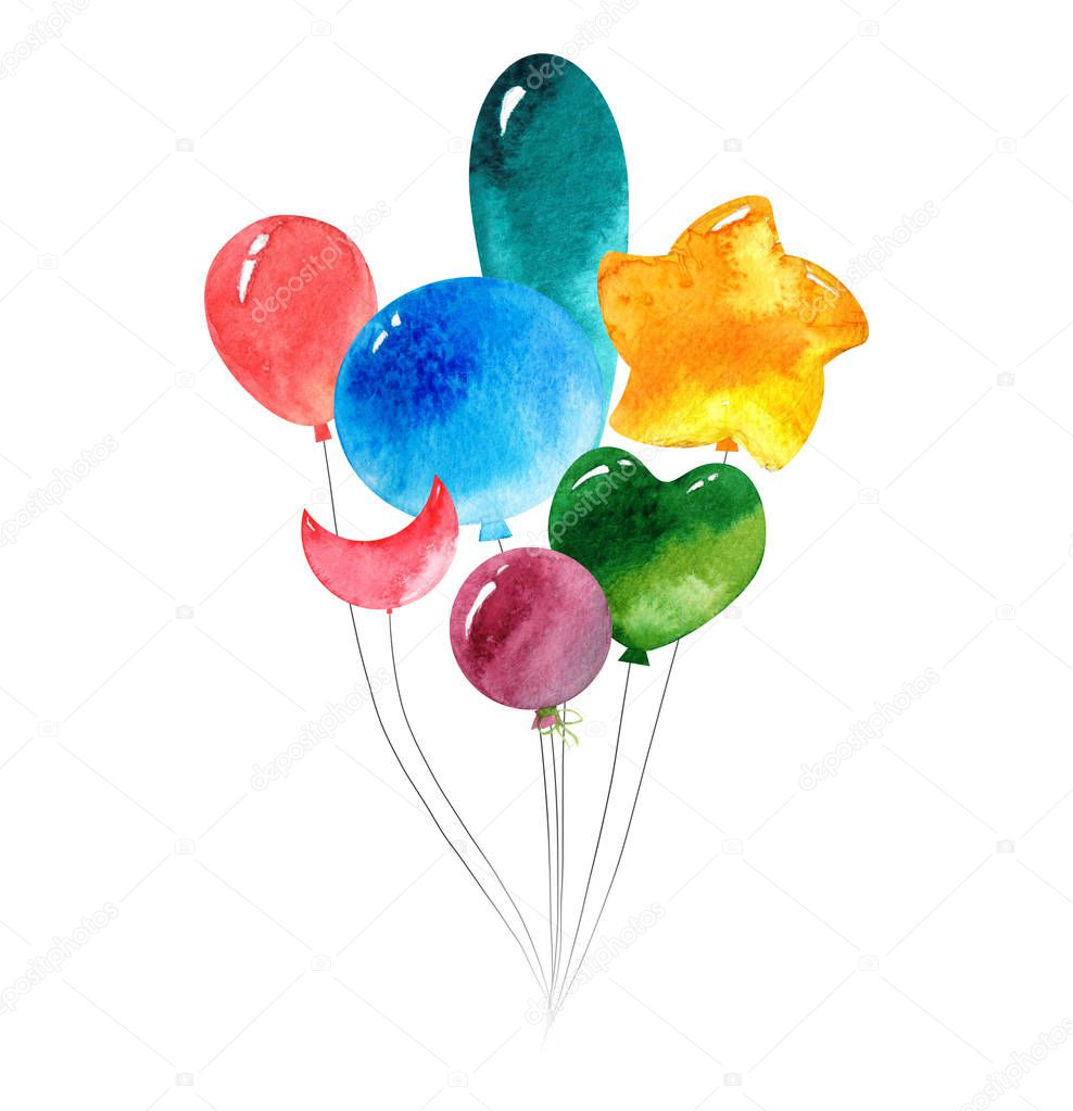 Balloon set - is a beautiful set of hand drawn watercolor digital clip art. Perfect for invitations, holiday cards,  any other invitation design, scrapbooking, cardmaking, announcement cards, blogs, logos or photo overlays, Seasons greetings cards,  