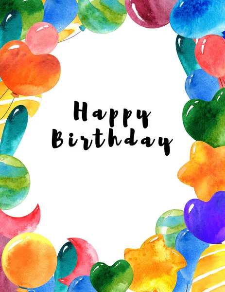 Watercolor Birthday Clip Art Ready Print Posters Postcards — Stock Photo, Image
