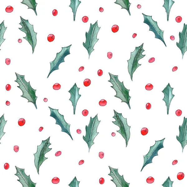 Christmas Art Cute Watercolor Seamless Patterns — Stock Photo, Image