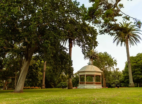 Pavillion and trees in the Auckland Domain park, New Zealand