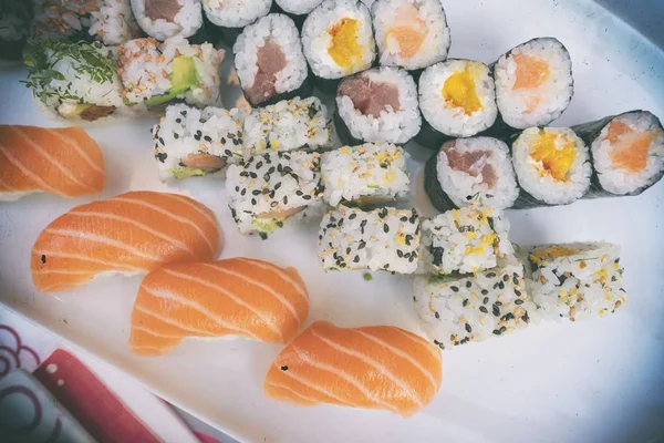 Japanse Traditionele Roll Sushi Set — Stockfoto