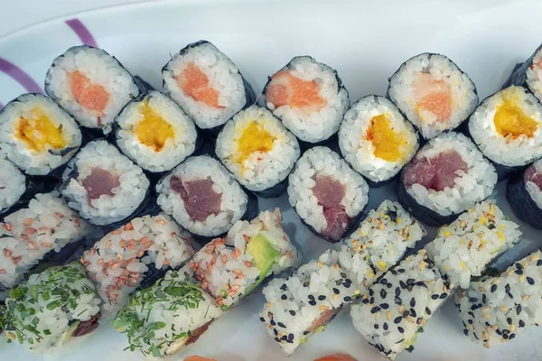 Sushi Japonské Tradiční Role Sada — Stock fotografie