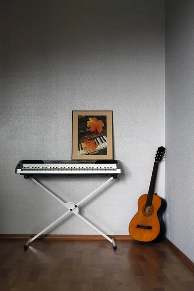 Electronic piano, guitar and picture