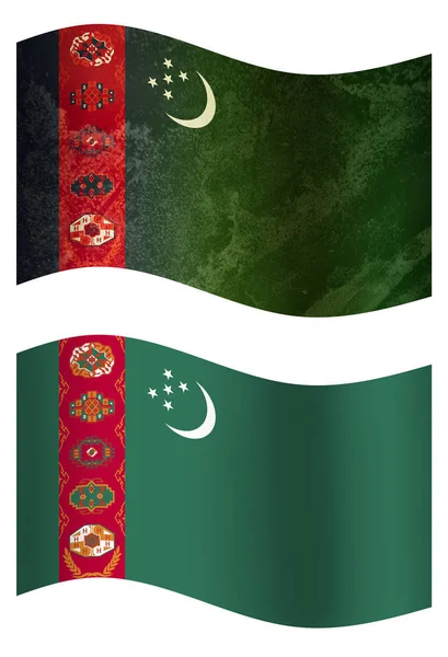 Χώρα Σημαίες Σημαία Χώρας Του Τουρκμενιστάν — Φωτογραφία Αρχείου
