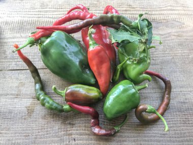 Yemek için toplanan taze biber.