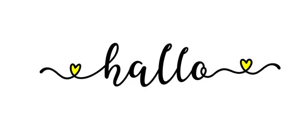 Handskizziertes HALLO-Zitat in deutscher Sprache als Anzeige, Webbanner. Übersetzt HELLO. Schriftzug für Banner, Header, Karte, Poster, Flyer — Stockvektor