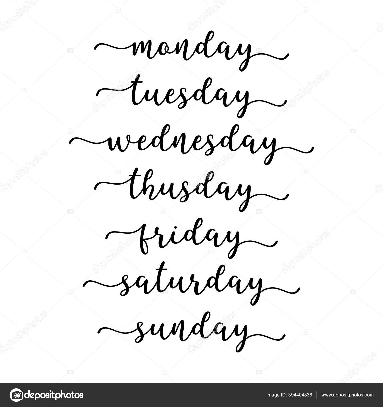 Days of the week: Sunday, Monday, Tuesday, Wednesday, Thursday, Friday,  Saturday Stock Vector