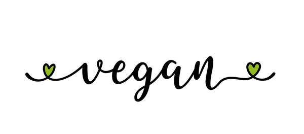 Palabra vegana dibujada a mano como banner o logotipo. Letras para encabezado, etiqueta, cartel, anuncio, publicidad — Vector de stock