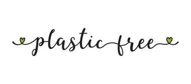 Plastik ücretsiz afiş ya da logo olarak elle çizilmiş. Başlık, etiket, duyuru, reklam için mektup