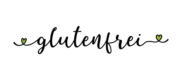 Palabra de Glutenfrei dibujada a mano en alemán como banner o logotipo. Traducido sin gluten. Letras para encabezado, etiqueta, anuncio, publicidad — Vector de stock