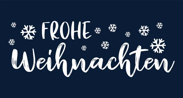 Frohe Weihnachten quote in German as logo or header. Translated Merry Christmas. Celebration Lettering for poster, card, invitation. — Stock Vector
