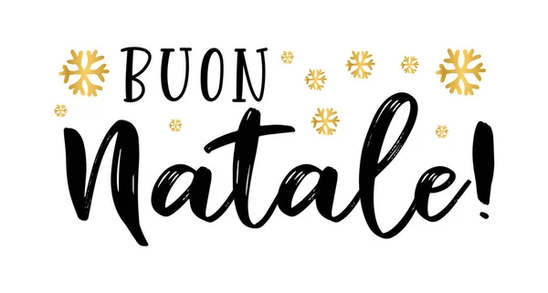 Buon Natale citaat in het Italiaans als logo of header. Vertaald: Vrolijk Kerstfeest. Feestbrief voor poster, kaart, uitnodiging. — Stockvector