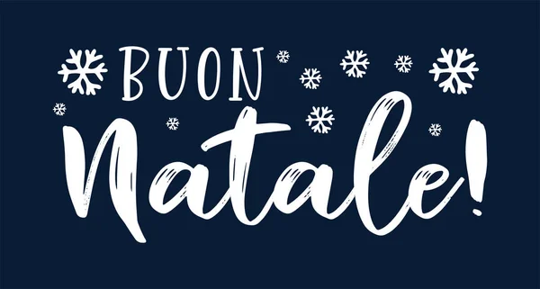 Buon Natale citaat in het Italiaans als logo of header. Vertaald: Vrolijk Kerstfeest. Feestbrief voor poster, kaart, uitnodiging. — Stockvector