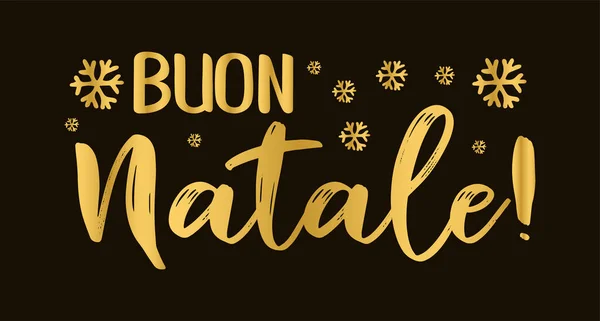 Buon Natale citaat in het Italiaans als logo of header. Vertaald: Vrolijk Kerstfeest. Feestbrief voor poster, kaart, uitnodiging. — Stockvector