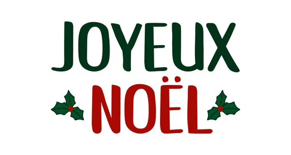 Joyeux Noel citeert in het Frans als logo of header. Vertaald: Vrolijk Kerstfeest. Feestbrief voor poster, kaart, uitnodiging. — Stockvector