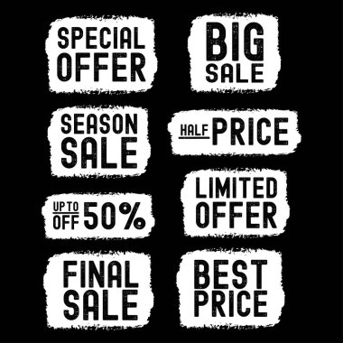 El yapımı satış alıntıları. Pankart, etiket, etiket, etiket. Özel Teklif, Büyük Satış, Yarı Fiyat
