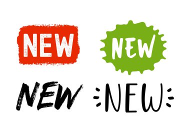 Elle çizilmiş yeni kelime. Broşür, poster, reklam, etiket için ticari harfler çizilmiş..