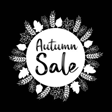 Etiket, logo veya rozet, afiş, afiş, başlık, poster için elle çizilmiş sonbahar indirimi alıntısı. Harf