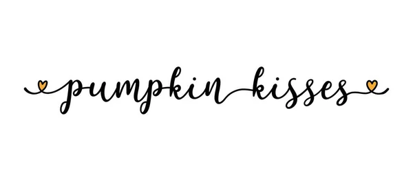 Sketsa tangan kutipan PUMPKIN KISSES sebagai banner. Surat untuk poster, label, stiker, selebaran, header, kartu, iklan, pengumuman.. - Stok Vektor