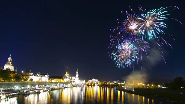 Feuerwerk Dresden Nach Dem Alljährlichen Stadtfest August — Stockfoto