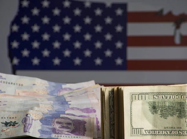 Droom Van Het Reizen Naar Verenigde Staten Dollars Bankbiljetten Van — Stockfoto