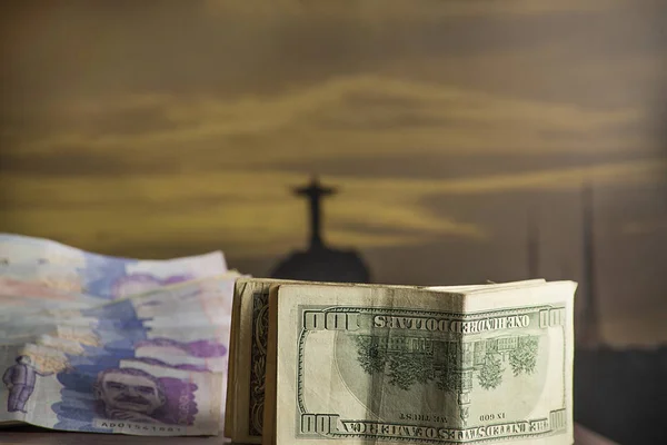 Besparingen Gebonden Voor Brazilië Rio Janeiro Dollars Colombiaanse Geld Met — Stockfoto