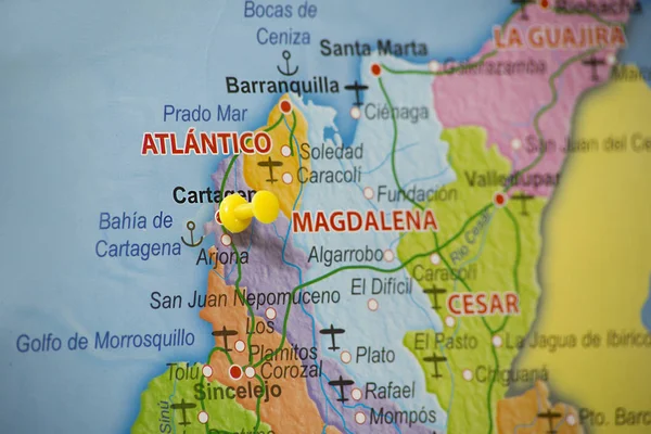 map of Colombia- Location of cartagena Colombia marked with map pin