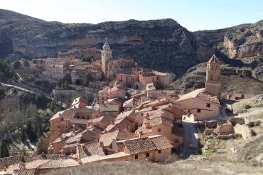 Ortaçağ şehir Albarracin Aragon, İspanya Teruel ilinde içinde toplayan