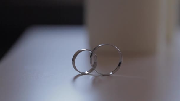 Wedding Rings Selective Focus — Stock Video