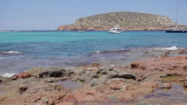 Cala Comte Ibiza Plage Image Niveau Sol Dans Une Crique — Video
